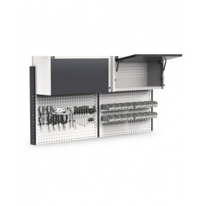 Parete attrezzata con pensile vasistas, L200 cm, grigio e antracite