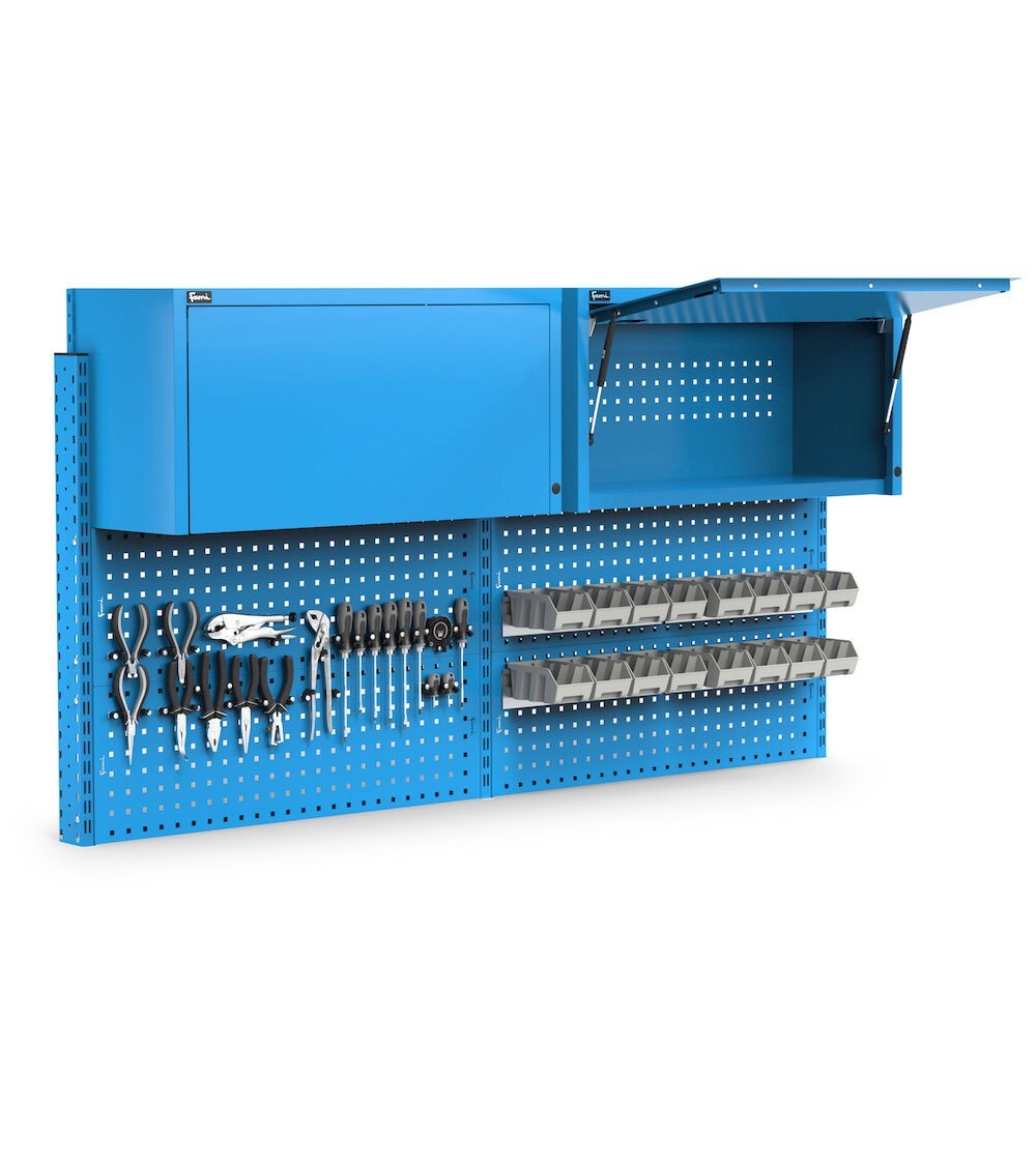 Parete attrezzata con pensile vasistas, L200 cm, blu