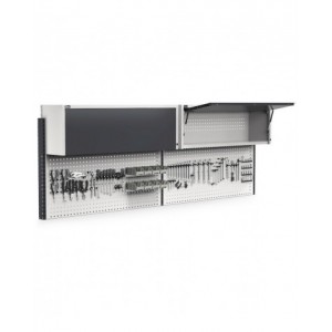 Parete attrezzata con pensile vasistas, L300 cm, grigio e antracite