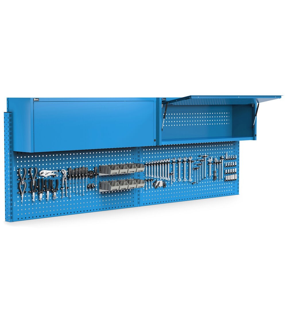 Parete attrezzata con pensile vasistas, L300 cm, blu