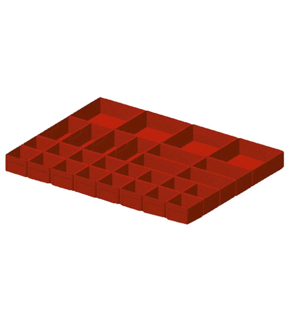 Set di 28 cassette divisorio in plastica per cassetti con H 75 mm, 36x27 EH