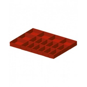 Set di 18 cassette divisorio in plastica per cassetti con H 100/125 mm, 36x27 EH