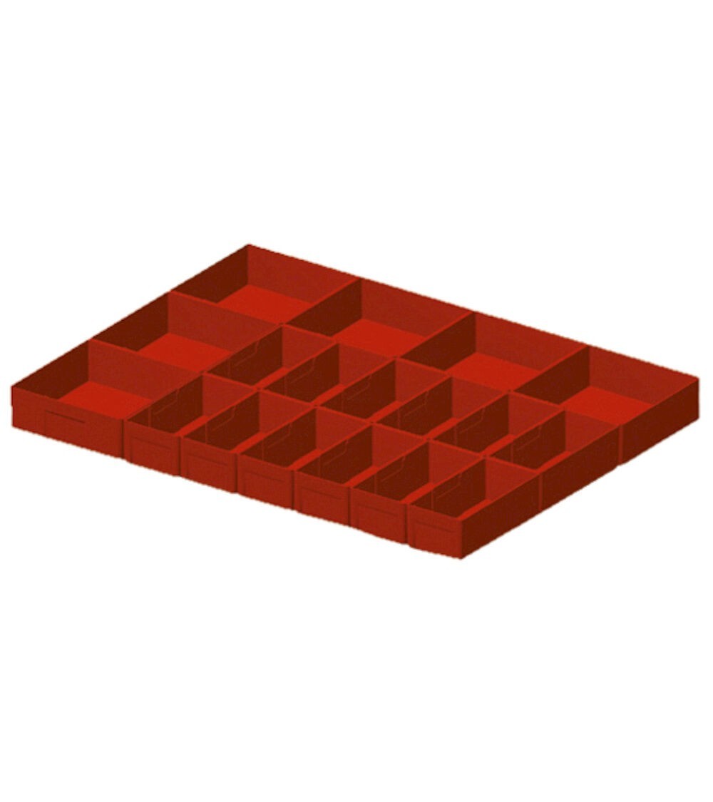 Set di 18 cassette divisorio in plastica per cassetti con H 100/125 mm, 36x27 EH