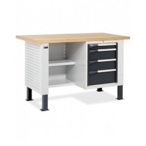 Banco da lavoro MASTERBR1501 con 1 armadio a cassetti con 4 cassetti e 2 semipiani