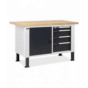 Banco da lavoro MASTERBR1502 con 1 armadio a cassetti con 4 cassetti e 1 armadio con porta