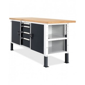 Banco da lavoro MASTERBR1502 con 1 armadio a cassetti con 4 cassetti e 1 armadio con porta