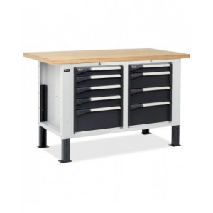Banco da lavoro MASTERBR1503 con 1 armadio a cassetti con 4 cassetti e 1 armadio a cassetti con 5 cassetti