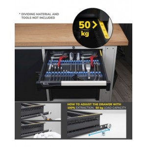 Banco MASTERBR1506 con 1 armadio a cassetti con 4 cassetti