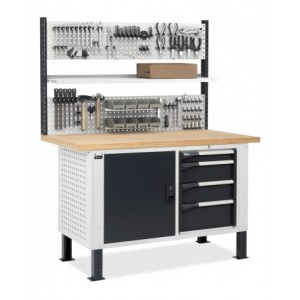 Banco con armadio a 4 cassetti, 1 vano con porta e parete forata, MASTERBR1511