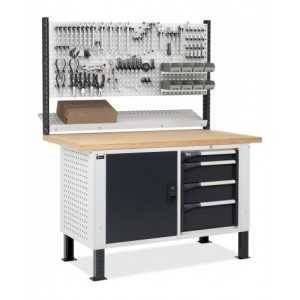 Banco con armadio a 4 cassetti, 1 vano con porta e parete forata, MASTERBR1511