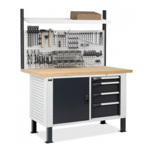 Banco con armadio a 4 cassetti, 1 vano con porta e parete forata, MASTERBR1511