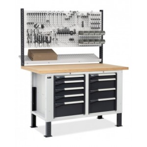 Banco con 2 armadi a 4 e 5 cassetti e parete forata, MASTERBR1512