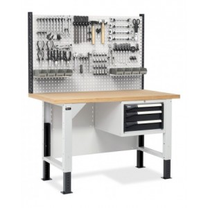 Banco con armadio a 3 cassetti e parete forata, MASTERBR1514