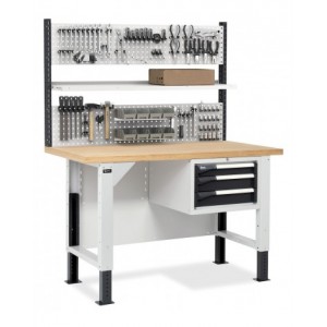 Banco con armadio a 3 cassetti e parete forata, MASTERBR1514