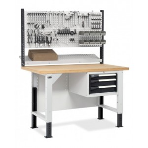 Banco con armadio a 3 cassetti e parete forata, MASTERBR1514