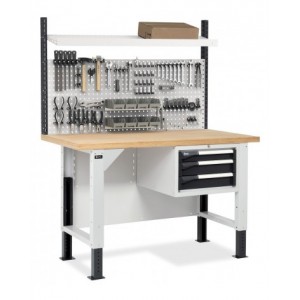 Banco con armadio a 3 cassetti e parete forata, MASTERBR1514