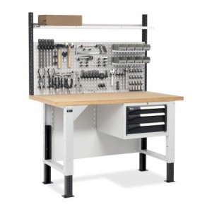 Banco con armadio a 3 cassetti e parete forata, MASTERBR1514