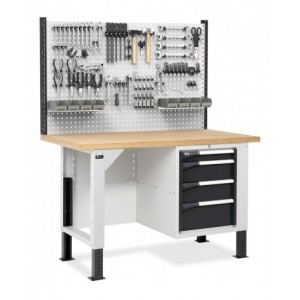 Banco con armadio a 4 cassetti e parete forata, MASTERBR1515