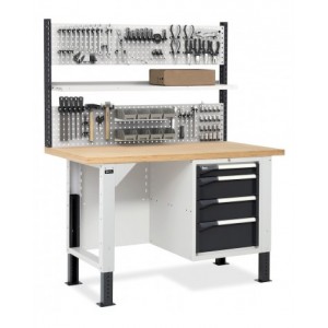 Banco con armadio a 4 cassetti e parete forata, MASTERBR1515