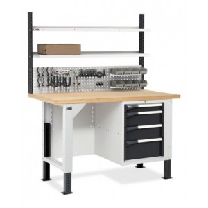 Banco con armadio a 4 cassetti e parete forata, MASTERBR1515