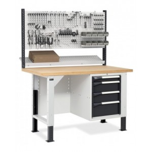 Banco con armadio a 4 cassetti e parete forata, MASTERBR1515