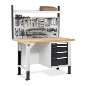 Banco con armadio a 4 cassetti e parete forata, MASTERBR1515