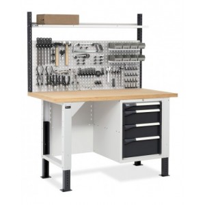 Banco con armadio a 4 cassetti e parete forata, MASTERBR1515