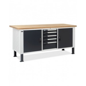 Banco da lavoro MASTERBR2003 con 1 armadio a cassetti con 5 cassetti e 2 armadi con porta