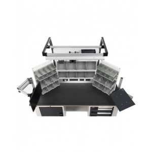 Banco da lavoro portautensili con cassetti e contenitori MASTERBR2008, 200 cm