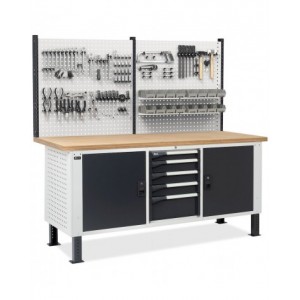 Banco con armadio a 5 cassetti, 2 vani con porta e parete forata, MASTERBR2011