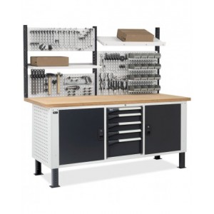 Banco con armadio a 5 cassetti, 2 vani con porta e parete forata, MASTERBR2011