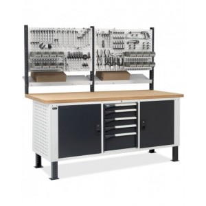 Banco con armadio a 5 cassetti, 2 vani con porta e parete forata, MASTERBR2011