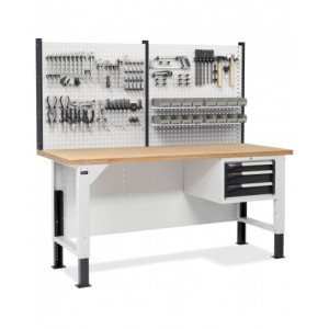 Banco da lavoro con armadio a 3 cassetti e parete forata portautensili, MASTERBR2013