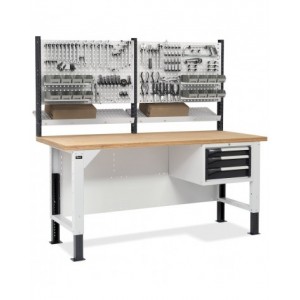 Banco da lavoro con armadio a 3 cassetti e parete forata portautensili, MASTERBR2013