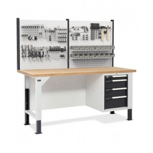 Banco con armadio a 4 cassetti e parete forata, MASTERBR2014