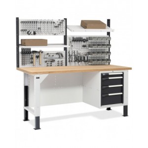 Banco con armadio a 4 cassetti e parete forata, MASTERBR2014