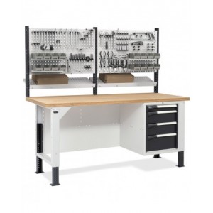 Banco con armadio a 4 cassetti e parete forata, MASTERBR2014