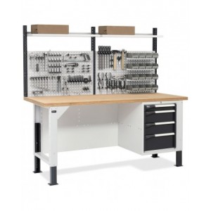 Banco con armadio a 4 cassetti e parete forata, MASTERBR2014