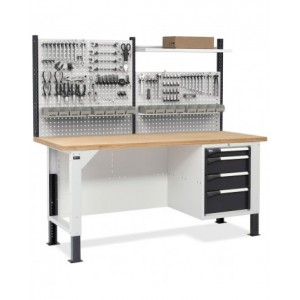 Banco con armadio a 4 cassetti e parete forata, MASTERBR2014