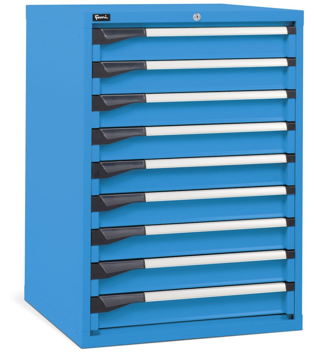 Cassettiera da lavoro, 9 cassetti, mm L 714 x P 726 x H 1000