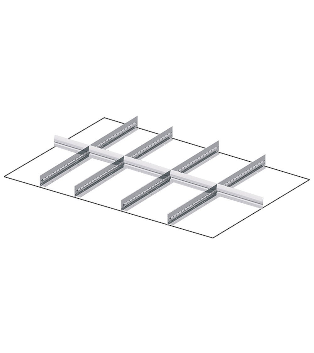 Set 4 divisori longitudinali, 5 divisori trasversali per cassetti con H 100/125mm, 54x36 EH
