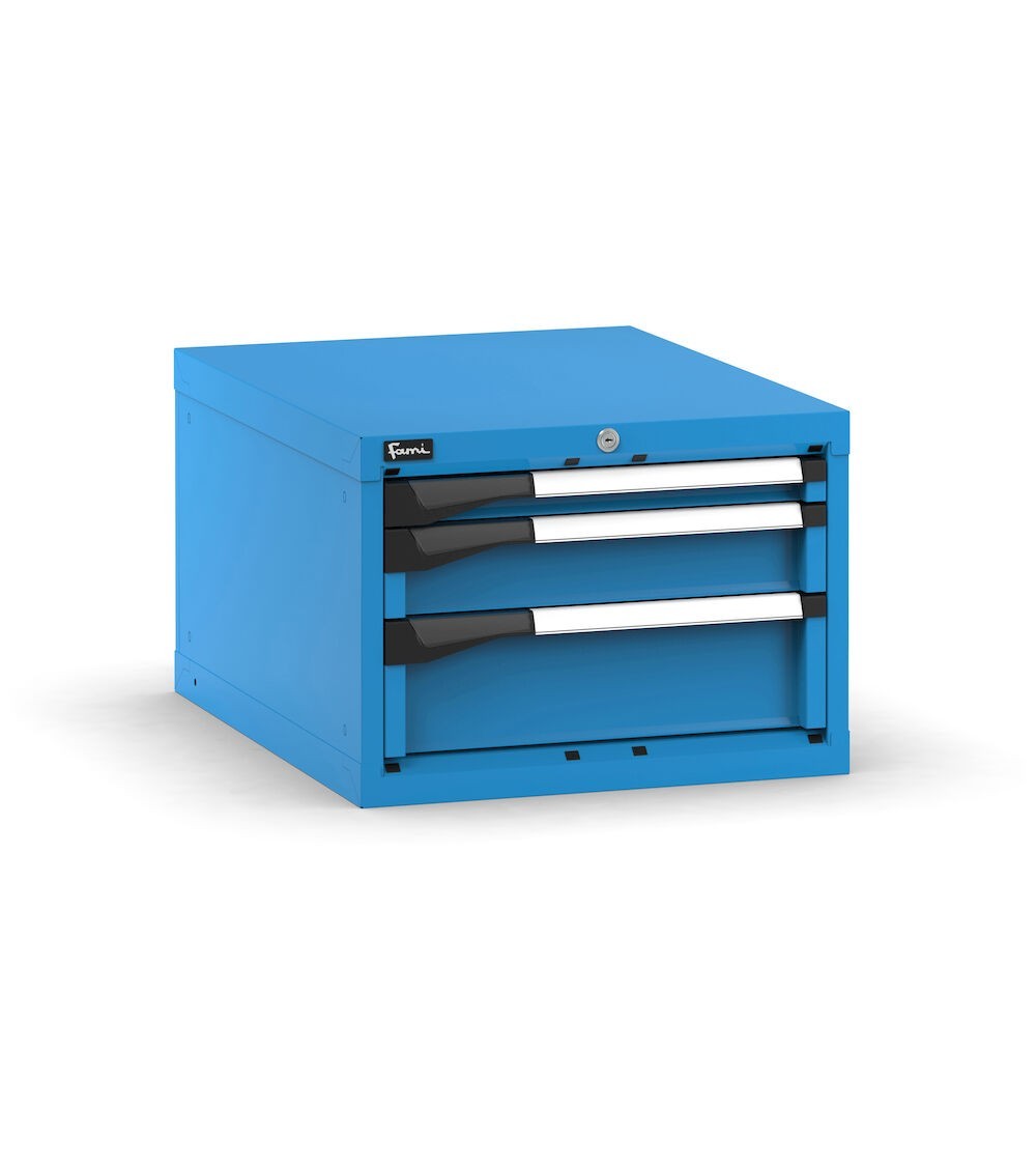 Blocco cassettiera da banco, 3 cassetti 1x50 1x100 1x150, L561 x P726 x H400 mm