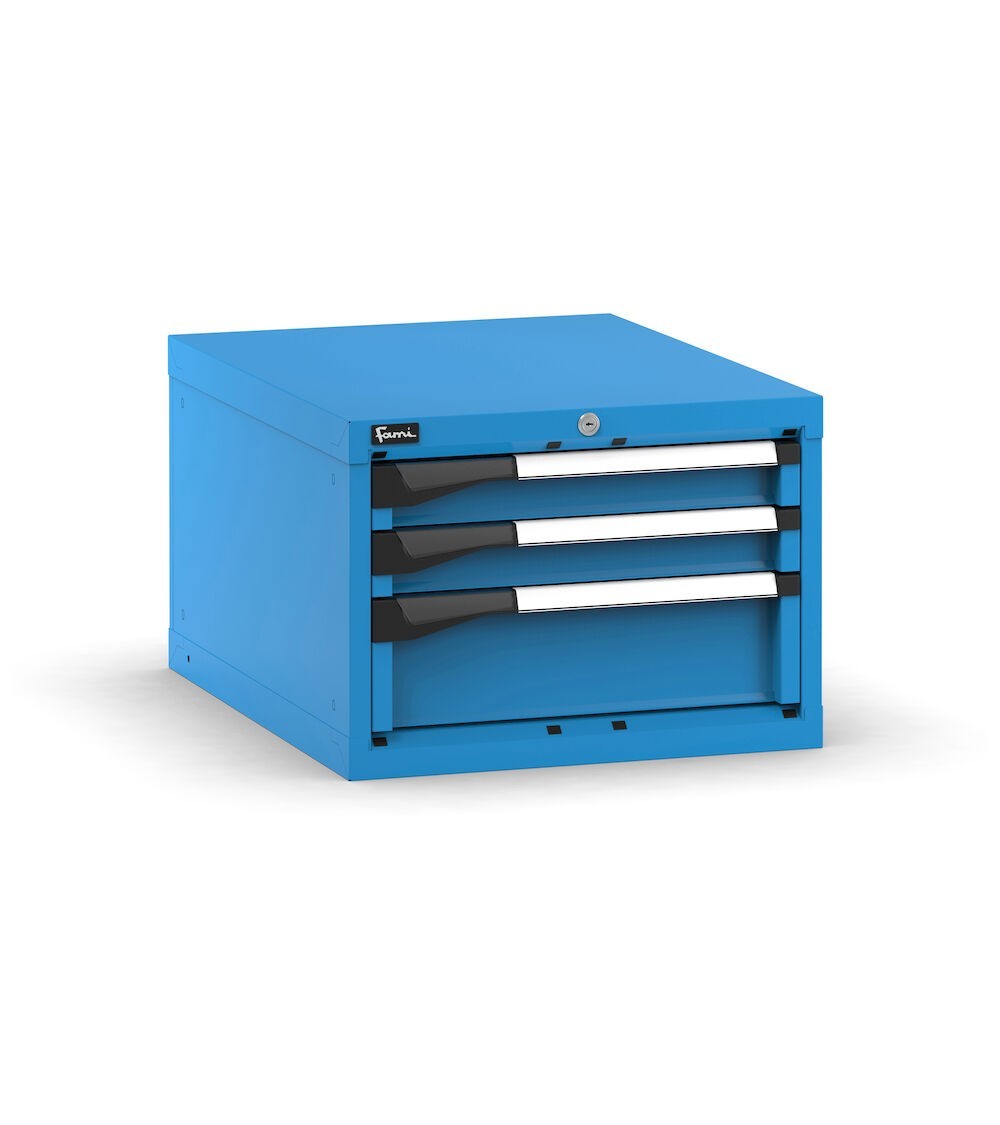 Blocco cassettiera da banco, 3 cassetti 2x75 1x150, L561 x P726 x H400 mm