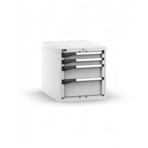 Blocco cassettiera da banco, 4 cassetti 2x75 1x150 1x200, L561 x P726 x H600 mm