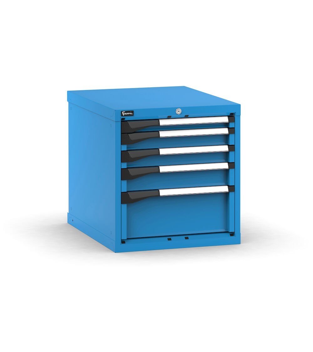 Blocco cassettiera da banco, 5 cassetti  1x50 2x75 1x100 1x200, L561 x P726 x H600 mm