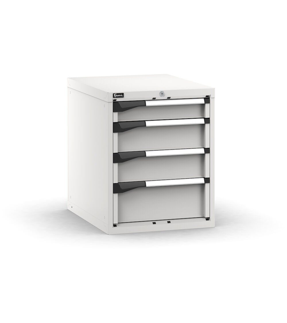Blocco cassettiera da banco, 4 cassetti 1x100 2x150 1x200, L561 x P726 x H700 mm