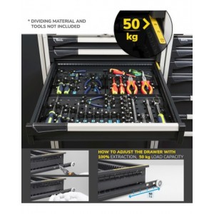 Blocco cassettiera da banco, 5 cassetti 1x50 2x100 1x150 1x300, L561 x P726 x H800 mm