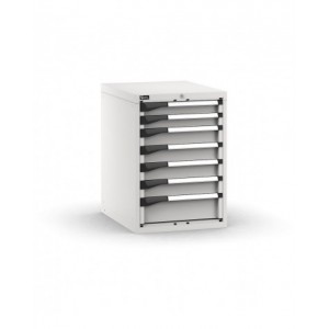 Blocco cassettiera da banco, 7 cassetti  2x75 4x100 1x150, L561 x P726 x H800 mm
