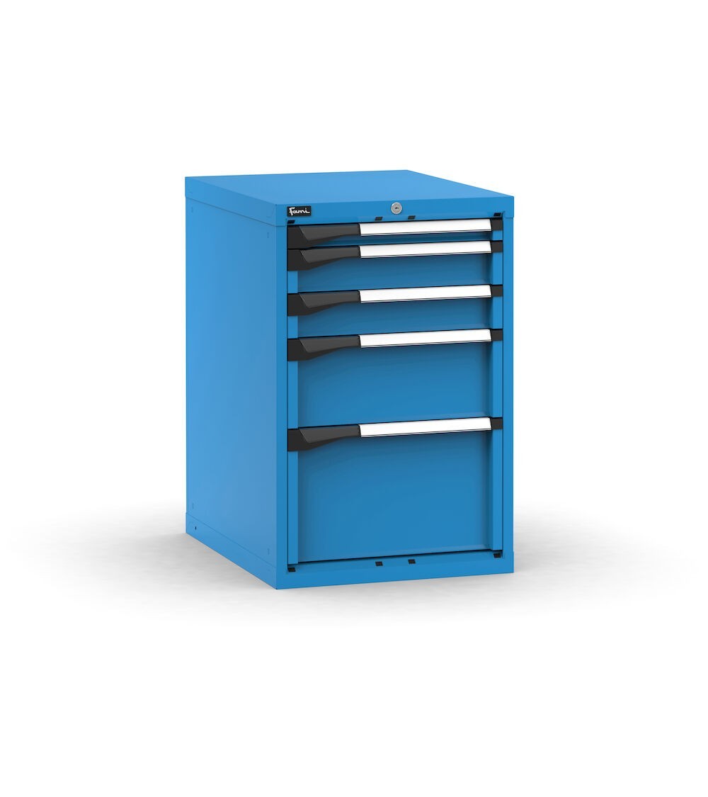 Blocco cassettiera da banco, 5 cassetti 1x50 2x100 1x200 1x300, L561 x P726 x H850 mm