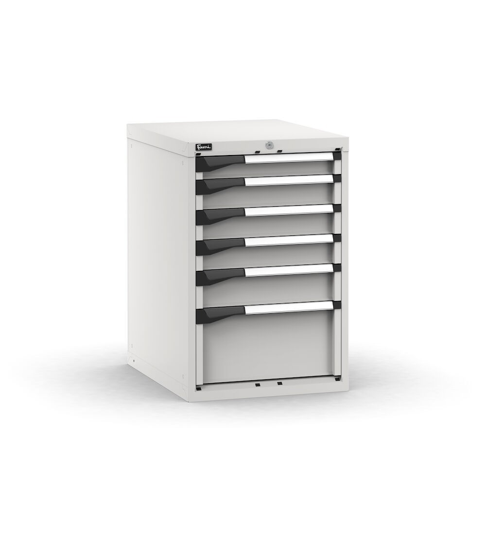 Blocco cassettiera da banco, 6 cassetti  1x75 3x100 1x125 1x250, L561 x P726 x H850 mm